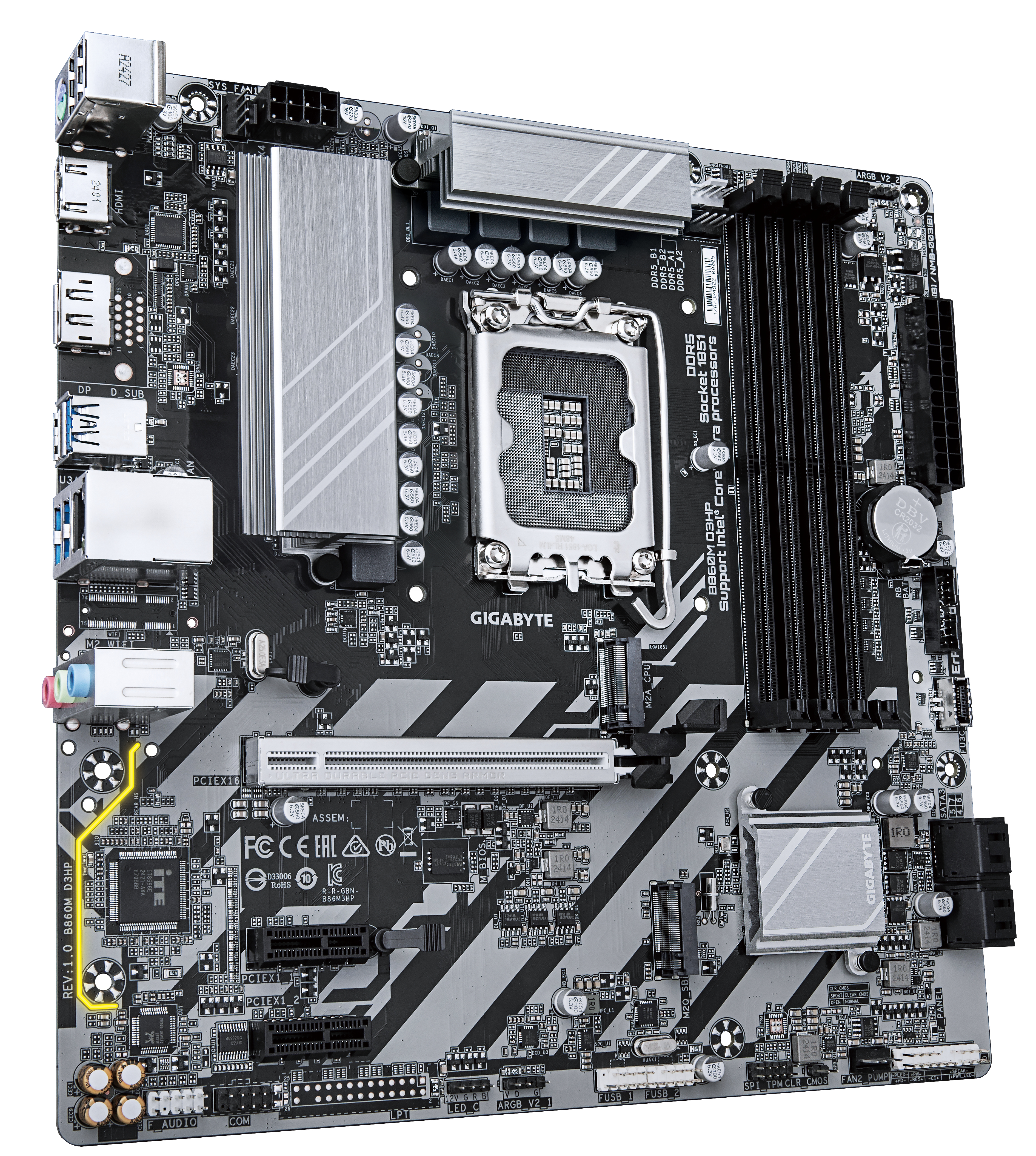 Bekijk afbeelding 3 van Gigabyte 1851 B860M D3HP - DDR5/M.2/DP/HDMI/mATX